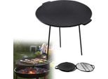 Sessamen-Lp Piastra Per Grigliare In Ghisa Con 3 Gambe Padella Per Grigliare Forno Olandese Tavolo Per Grigliare Accessori Per Barbecue Da Campeggio, Rotondo, Ø 45 Cm