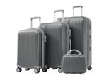 Flieks Set Di Valigie Trolley 4 Pezzi, Set Di Valigie Da Viaggio Con Custodia Per Cosmetici, Valigia Con 4 Ruote E Chiusura Tsa, Trolley Rigido, S-M-L-XL, Grigio