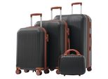Flieks Set Di Valigie Trolley 4 Pezzi, Set Di Valigie Da Viaggio Con Custodia Per Cosmetici, Valigia Con 4 Ruote E Chiusura Tsa, Trolley Rigido, S-M-L-XL, Nero