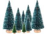 Alberi A Spazzola In Seta Sisal Mini Decorazioni Per Alberi Di Natale Con Base In Legno, Bottiglia Di Seta Decorativa