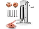 Vevor Insaccatrice Manuale Da 5 Litri Verticale Con 2 Velocità (Veloce / Lenta), Insaccatrice In Acciaio Inox Ad Alte Prestazioni Con 5 Tubi Di Riempimento Per Salsicce, Insaccatrice Di Carne