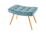 Riess-Ambiente Hocker Scandinavia - Modern Blau Strukturstoff Massivholz-Beine FußHocker