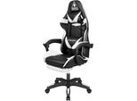 Kruger&Matz KM0790 Sedia Da Gioco Con Poggiapiedi GX-150, Bianco E Nero