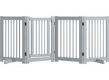 Pawhut Cancello Barriera Per Cani 4 Pezzi, 204 X 75 Cm Cancelletto Di Sicurezza Pieghevole Con Porta, Cancelletto Per Cani Autoportante Con 2 Gambe Di Supporto, Cancelletto In Legno Per Cani