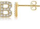 Orecchini Flamenco Mystique In Acciaio Chirurgico Placcato Oro 14K, Lettera B, Oro Lucido, Dimensioni 0,7 Cm X 0,6 Cm
