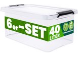 Deuba® 6X Contenitore Trasparente 40L Con Coperchio Bpa Free Scatole Impilabili Scatola Organizer Cucina Congelatore Contenitori Plastica Box