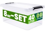 Deuba® 8X Contenitore Trasparente 40L Con Coperchio Bpa Free Scatole Impilabili Scatola Organizer Cucina Congelatore Contenitori Plastica Box