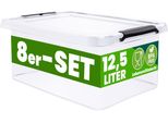 Deuba® 8X Contenitore Trasparente 12,5L Con Coperchio Bpa Free Scatole Impilabili Scatola Organizer Cucina Congelatore Contenitori Plastica Box