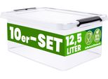Deuba® 10X Contenitore Trasparente 12,5L Con Coperchio Bpa Free Scatole Impilabili Scatola Organizer Cucina Congelatore Contenitori Plastica Box