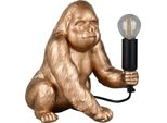 Lampada Da Tavolo, Scimmia, Oro, E14, Interruttore A Cavo, H 23 Cm