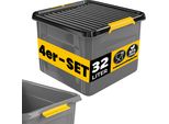 Monzana® 4X Contenitore Con Coperchio 32L Bpa Free Chiusura A Scatto Scatole Impilabili Scatola Organizer Cantina Garage Contenitori Plastica Box