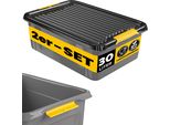 Monzana® 2X Contenitore Con Coperchio 30L Bpa Free Chiusura A Scatto Scatole Impilabili Scatola Organizer Cantina Garage Contenitori Plastica Box