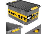 Monzana® 4X Contenitore Con Coperchio 40L Bpa Free Chiusura A Scatto Scatole Impilabili Scatola Organizer Cantina Garage Contenitori Plastica Box