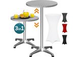 Casaria® Tavolo Alto Da Bar 2In1 Con Copritavolo Regolabile 70 Cm / 115 Cm In Alluminio Rotondo Ø60Cm Resistente Per Giardino Bistro Tavoli Da Birreria Feste Ricevimento