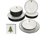 Set Di Piatti 18Pcs Natale Panther Gres Piatto Torta Piatto Fondo Piatto Cena
