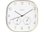 Orologio Da Parete Con Termometro E Igrometro 28,5 Cm Con Cornice Dorata