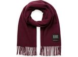 Scotch & Soda Sciarpa Virgin Wool Fringed Woven Scarf Berry Wine Bordeaux