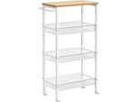 Vasagle Carrello 4 Livelli, Carrello Da Cucina Stretto, Ripiano A Nicchia Su Ruote, Acciaio, Maniglia Per Piccoli Ambienti, 22 X 45,5 X 77 Cm, Cucina, Bagno, Soggiorno