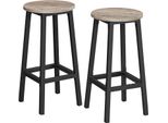 Set Di 2 Sgabelli Da Bar Vasagle, Sgabelli Alti Da Cucina, Robusta Struttura In Acciaio, Lunghezza 65 Cm, Facile Montaggio, Stile Industriale, Grigio E Nero