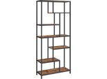 Vasagle Libreria A 6 Ripiani Scaffale Espositivo Geometrico Scaffale Portaoggetti In Piedi 30 X 80 X 180 Cm Per Studio, Soggiorno, Camera Da Letto