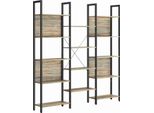 Libreria Vasagle, Libreria In Piedi Con 14 Scomparti, Scaffale Con Struttura In Metallo Per Soggiorno, Studio, Ufficio, Design Industriale, 24 X 158 X 166 Cm