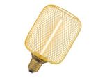 Osram Decor Lampada Led Quadrata Con Filamento Da 3,5W E Paglia, Accogliente Bianco Caldo 818, 150Lm/1800K, Vetro Trasparente Dorato Senza Piombo, Con Filettatura A Vite E27, Dimmerabile, Diametro 100 Mm.