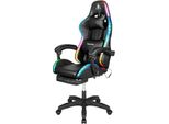 Kruger&Matz KM0790 Sedia Da Gioco Con Poggiapiedi E Retroilluminazione Led Rgb GX-150, Nero