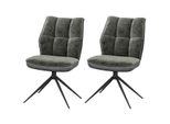 Sedia Da Pranzo Casa Dolce Berko, Set Di 2, Grigio, 49,5X68X91 Cm, Rivestimento In Tessuto, Girevole A 360°, Carico Massimo 120Kg