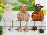 Gilde Kantensitzerfigur, Schaf, "Bommel"", Keramik, Braun, Creme, Weiß, Ve 6, 3 StüCk Wie Abgebildet,, L. 9 Cm, B. 10 Cm, H. 12 Cm 32382"