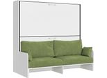 Itamoby - Letto Doppio A Scomparsa Kando Con Divano Con Materassi Bianco Frassino, Verde