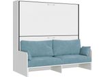 Itamoby - Letto Doppio A Scomparsa Kando Con Divano Bianco Frassino, Azzurro