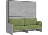 Itamoby - Letto Doppio A Scomparsa Kando Con Divano Con Materassi Cemento, Verde