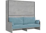 Itamoby - Letto Doppio A Scomparsa Kando Con Divano Con Materassi Cemento, Azzurro