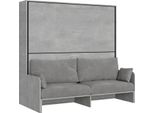 Itamoby - Letto Doppio A Scomparsa Kando Con Divano Con Materassi Cemento, Grigio