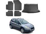 Set Tappetini E Fodera Bagagliaio Per Fiat Sedici 2006-2014 In Gomma Tpe Nero 5X