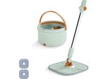Costway Mop+Sistema Di Secchi 4L, Mop Per Pavimenti Piatti Con Strizzatore, Testa Girevole A 360°, Sistema Di Separazione E 2 Panni In Microfibra, Sistema Di Pulizia Dei Pavimenti Verde