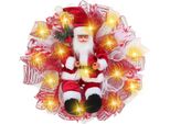 Ghirlanda Natalizia Con Babbo Natale, 18 Pollici, Ghirlanda Natalizia Per Decorazioni Natalizie Interne Ed Esterne, Accessori Per Feste