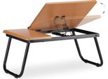 Relaxdays Tavolo Per Laptop Inclinabile, Supporto Per Notebook, Tavolo Da Letto Pieghevole, Inclinabile, Hxlxp: 23,5 X 56,3 X 31,6 Cm, Mdf, Natura