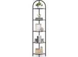 Vasagle Scaffale Angolare A 5 Livelli, Libreria, Scaffale Per Piante, Scaffale Per Bagno, Vetro Temperato, Struttura In Metallo, Stile Moderno, Per Soggiorno, Cucina,