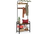 Appendiabiti Vasagle Albero Da Corridoio Autoportante, Appendiabiti Con Ganci Rimovibili, Panca E Scarpiera, Altezza 183 Cm, Acciaio, Industriale