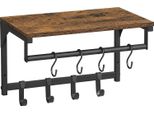 Appendiabiti Vasagle, Armadio A Muro, Guardaroba, Con 8 Ganci E Ripiano, Soggiorno, Corridoio, Camera Da Letto, 40 X 24 X 24 Cm, Marrone Rustico E Nero