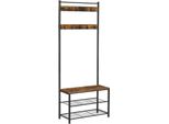 Appendiabiti Vasagle, Appendiabiti Con Scarpiera, Design Industriale, Scarpiera Con Seduta Per Il Corridoio, Con Ganci, 3 Ripiani