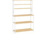 Scaffale Da Cucina Per Macchina Da Caffè Vasagle, 6 Ripiani E 6 Ganci, Struttura In Acciaio A Microonde, Stile Industriale, 40 X 100 X 167 Cm, Colore Rovere E Bianco