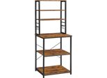 Scaffale Da Cucina Vasagle, Scaffale In Piedi Con Ripiani, Con 6 Ganci E Struttura In Metallo, Scaffale Per Microonde, Design Industriale, 40 X 60 X 167 Cm