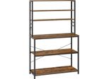 Vasagle Scaffale Da Cucina Scaffale Per Macchina Da Caffè 6 Ripiani E 6 Ganci Per Microonde Struttura In Acciaio Stile Industriale 40 X 100 X 167 Cm Marrone Rustico E Nero
