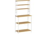 Vasagle Scaffale Da Cucina Scaffale Per Macchina Da Caffè 6 Ripiani E 6 Ganci Per Microonde Struttura In Acciaio Stile Industriale 40 X 80 X 167 Cm Rovere Bianco