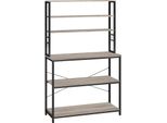 Scaffale Da Cucina Per Macchina Da Caffè Vasagle, 6 Ripiani E 6 Ganci, Struttura In Acciaio A Microonde, Stile Industriale, 40 X 100 X 167 Cm, Grigio E Nero