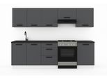 Küchenzeile Küchenblock moderne Küchenmöbel-Set Möbelsets 220 cm Graphit