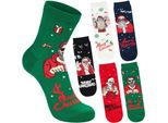 Brubaker 5 Paia Di Calze Natalizie - Babbo Natale Tatuato E Babbo Natale Muscoloso - Calze Natalizie Divertenti Da Uomo, Taglia 41-45