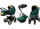 BabyLux® Gold Lux | 4in1 Kinderwagen Set | Bottle Green | Kombikinderwagen | Kinderwagenset | Is